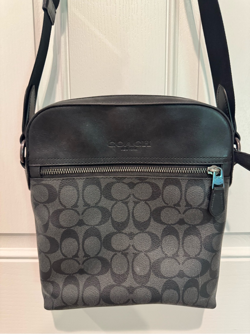 Coach Black Signature Canvas Crossbody Messenger Satchel - Picture 2 of 5